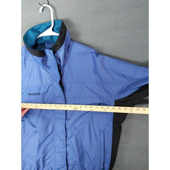 VNTG COLUMBIA Womens Bugaboo Jacket SZ L Zip Snap Button Windbreaker Collar Blue - Picture 5 of 13